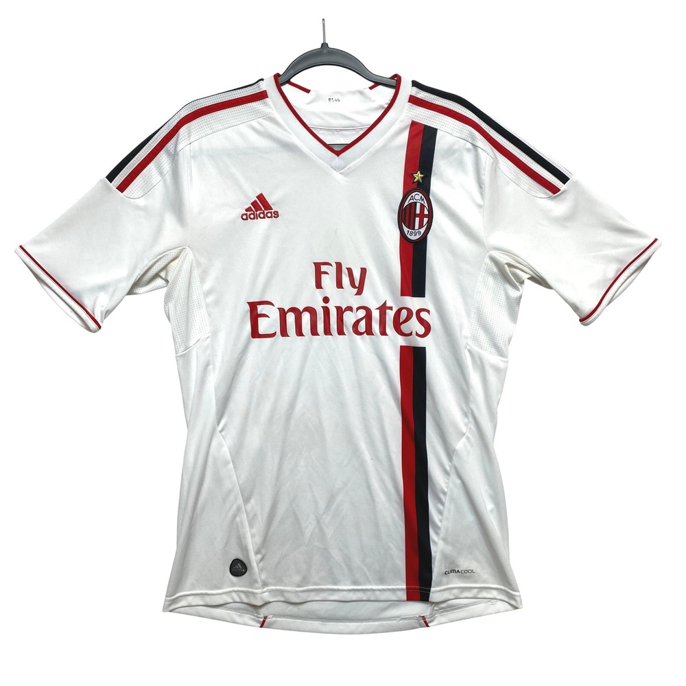 AC Milan Fly Emirates Soccer Jersey Mens Large White Red Black Adidas Climacool
